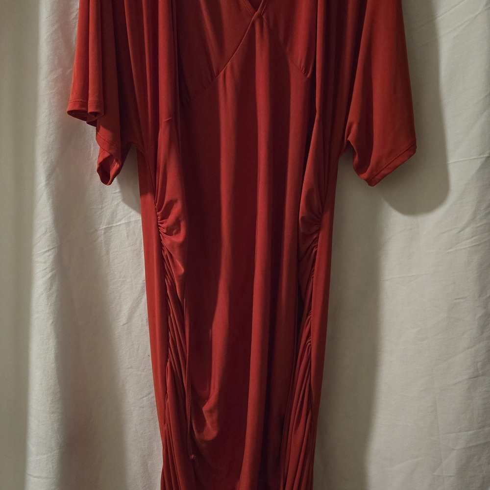 Red V‑Neck Women's Dress